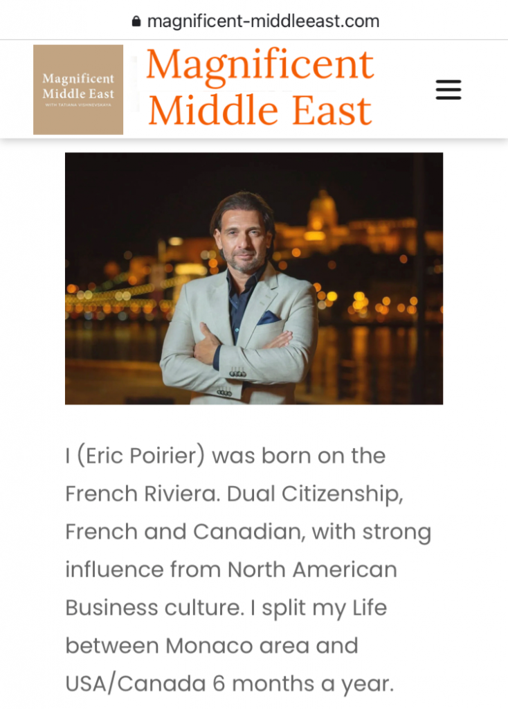 Eric Poirier Owner & Founder of ForSuperRich.com 🇦🇪FEATURED / PUBLICATION 1st time in The Middle East - Dubai, UAE🇦🇪 magnificent-middleeast.com