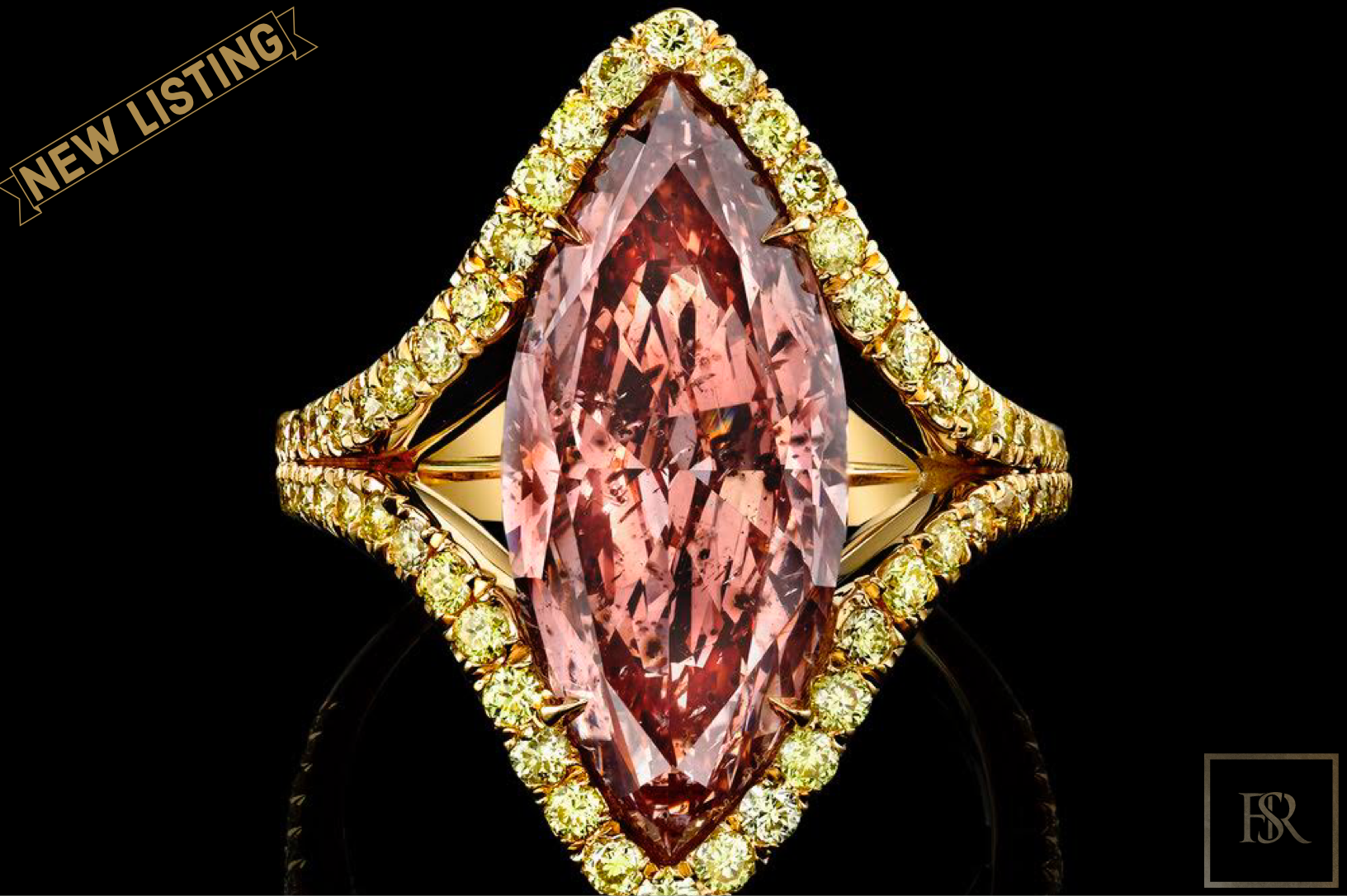 Ring 5.43CT Marquise Cut Fancy Intense Orangy Pink Diamond for sale For Super Rich