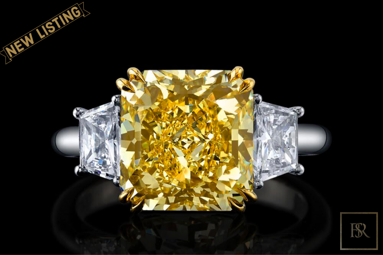 Jewelry, LARGE AND CLASSIC RADIANT 5.10CT FANCY YELLOW DIAMOND