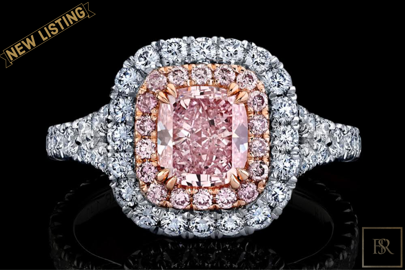 Ring Cushion Cut Fancy Intense Purplish Pink Diamond for sale For Super Rich