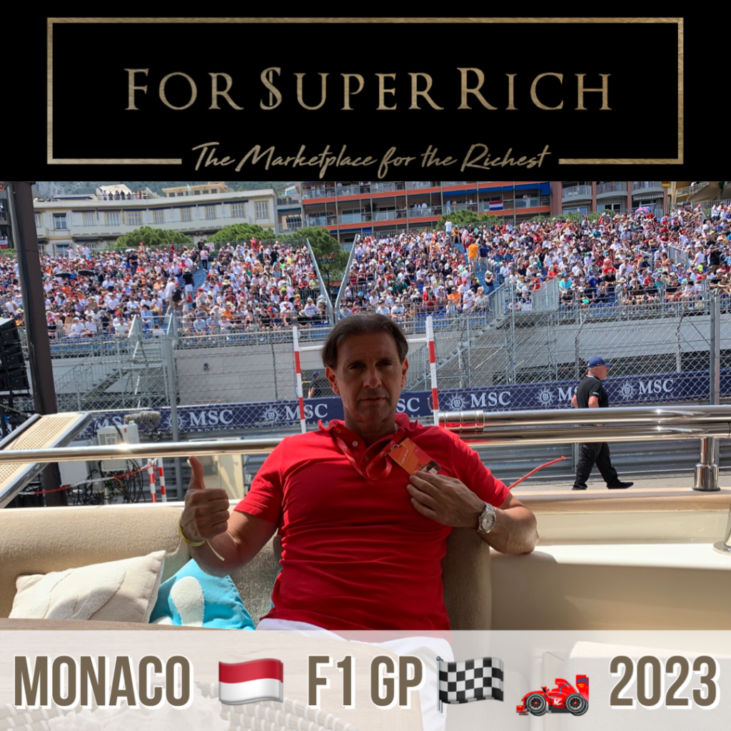 Monaco Formula 1 Grand Prix 2023 event on Superyacht with Eric Poirier Owner & Founder of For Super Rich Ltd www.ForSuperRich.com 